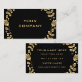 Elegante Gold Blätter Tulips Black Business Card Visitenkarte (Vorne/Hinten)