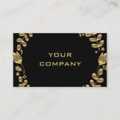 Elegante Gold Blätter Tulips Black Business Card Visitenkarte (Vorderseite)
