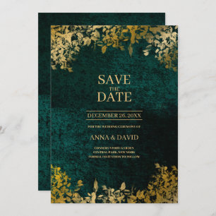 Elegante Gold Blätter Velvet Save the Date Hochzei Einladung