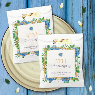 Elegante Gold Blau Hortensie 5. Jubiläumsfeier Geschenktütchen
