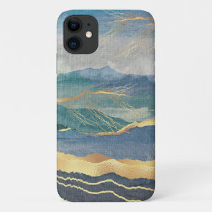 Elegante Gold Blau Landschaftskunst Case-Mate iPhone Hülle