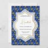 Elegante Gold Blaue Sterne von David Watercolor Einladung (Vorderseite)