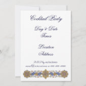 Elegante Gold & Blue Baroque Party Einladungen (Rückseite)