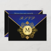 Elegante Gold Blue Besondere Anlass RSVP Cards (Vorne/Hinten)