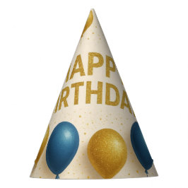 ​ Elegante Gold & Blue Glitzer Balloons Geburtstag Partyhütchen