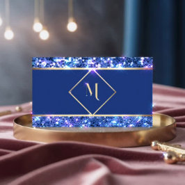 Elegante Gold & Blue Glitzer Moderne Business Card Visitenkarte