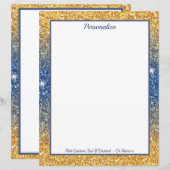 Elegante Gold Blue Glitzer Sparkle Personalisiert (Vorne/Hinten)
