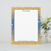 Elegante Gold Blue Glitzer Sparkle Personalisiert (Stehend Vorderseite)