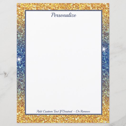 Elegante Gold Blue Glitzer Sparkle Personalisiert (Vorderseite)