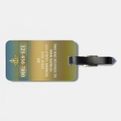 Elegante Gold Blue Green Stripe Gepäckmarke Gepäckanhänger (Rückseite horizontal)