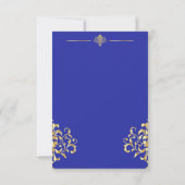 Elegante Gold & Blue Wedding Reception Card Einladung (Rückseite)