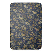 Elegante Gold Blume Blau Botanisch Badematte (Vorderseite Vertikal)
