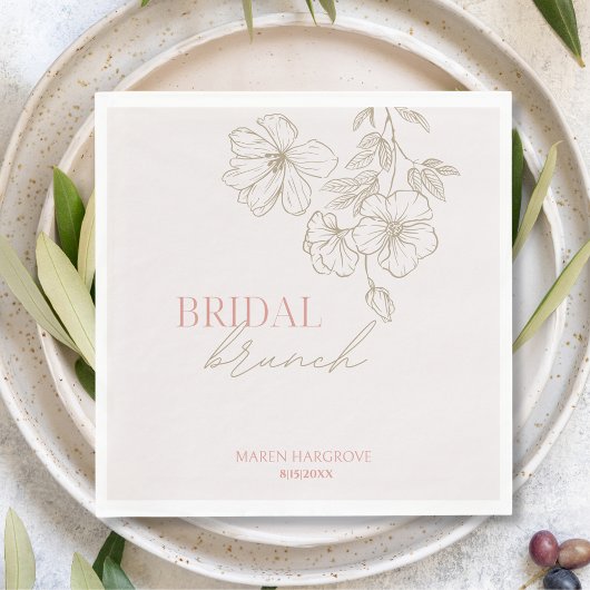 Elegante Gold Blume Bridal Brunch Paper Napkin Serviette