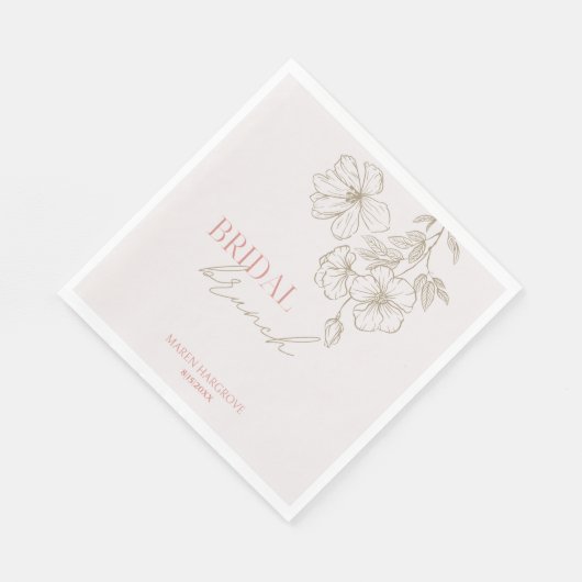 Elegante Gold Blume Bridal Brunch Paper Napkin Serviette (Ecke)