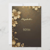 Elegante Gold Blume Geburtstagsparty Moderne Einladung (Rückseite)