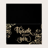 Elegante Gold Blume Glittery Dankeschön Card Visitenkarten (Außenseite Aufgefaltet)