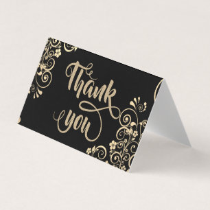 Elegante Gold Blume Glittery Dankeschön Card Visitenkarten