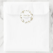Elegante Gold Blume Hochzeit Runder Aufkleber (Tasche)