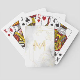 Elegante Gold-Blume | Monogramm Playing Cards Spielkarten