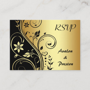 Elegante Gold Blume Scrollwork UAWG Wedding Card Begleitkarte