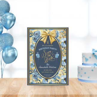 Elegante Gold Blume Überraschung Geburtstagsflat Save The Date