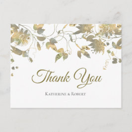 Elegante Gold Blume Weinkultur Danke Postkarte