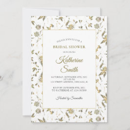 Elegante Gold Blume Weinkultur und Erde Brautparty Einladung