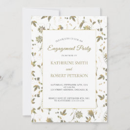 Elegante Gold Blume Weinkultur und Erde Verlobung Einladung