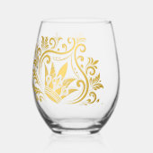 Elegante Gold Blumengläser Weinglas Ohne Stiel (Rückseite)