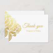 Elegante Gold Blumenkarte Dankeschön Karte (Vorne/Hinten)