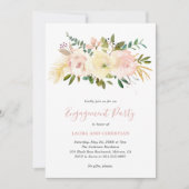 Elegante Gold Blush Pink Floral Engagement Party Einladung (Vorderseite)