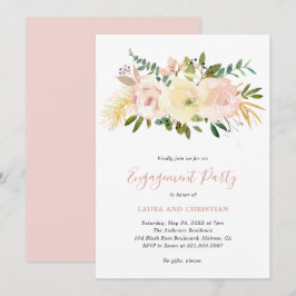 Elegante Gold Blush Pink Floral Engagement Party Einladung