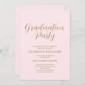 Elegante Gold Blush Pink Graduation Party Einladung (Vorne/Hinten)