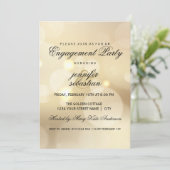 Elegante Gold Bokeh Light Chic Engagement Party Einladung (Stehend Vorderseite)
