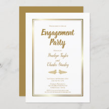 Elegante Gold Border Engagement Party