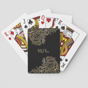 Elegante Gold Border Monogram Playing Cards Spielkarten
