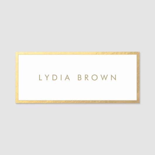 Elegante Gold Border Name Tag Namensschild (Vorderseite)