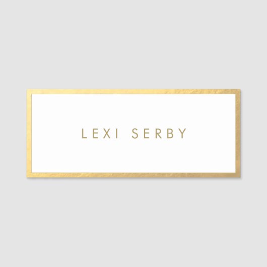 Elegante Gold Border Name Tag Namensschild (Vorderseite)