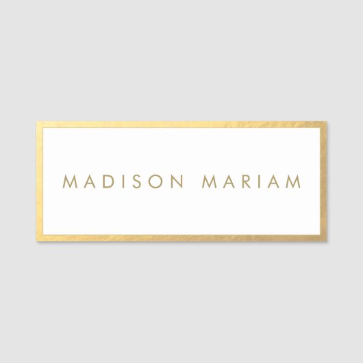 Elegante Gold Border Name Tag Namensschild (Vorderseite)