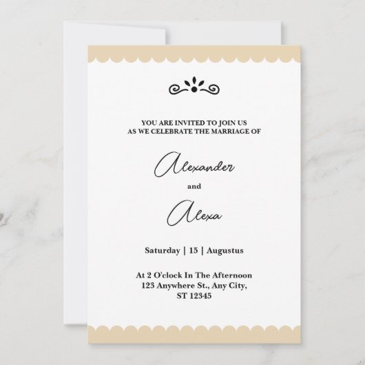 Elegante Gold Borders Minimalistisch Cookie Weddin Einladung (Vorderseite)