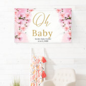 Elegante Gold Botanical Baby Shower Banner (Insitu)