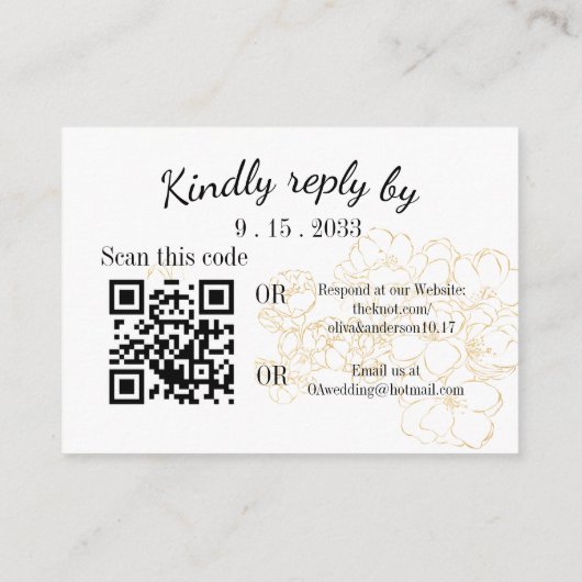 Elegante Gold Botanical QR UAWG Enclosure Card Begleitkarte (Rückseite)