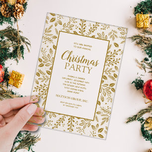 Elegante Gold Botanicals Weihnachtsfeier Acryleinladungen