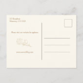 Elegante Gold Botanische Kalligraphie Save the Dat Ankündigungspostkarte (Rückseite)