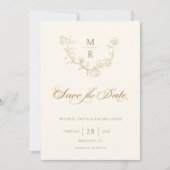 Elegante Gold Botanische Kalligraphie Save the Dat Date (Vorderseite)