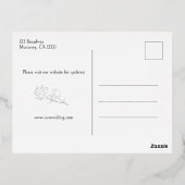 Elegante Gold Botanische Kalligraphie Save the Dat Folie Einladungspostkarte (Rückseite)