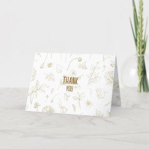 Elegante Gold Botanische Linie Kunst-Dankeschön Ka Dankeskarte