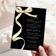 Elegante Gold Bow Sweet Little Girl Baby Shower