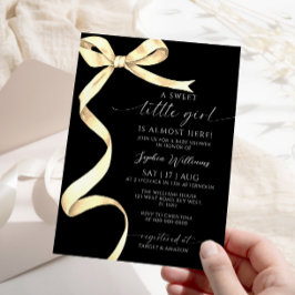 Elegante Gold Bow Sweet Little Girl Baby Shower Einladung
