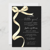 Elegante Gold Bow Sweet Little Girl Baby Shower Einladung (Vorderseite)